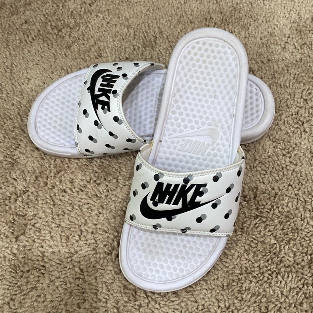Nike white with black classic slides